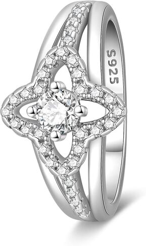 925 Sterling Silver Engagement Rings with Cubic Zirconia Engagement and Promise Eternity Ring for Women Size 7-9 in Saudi Arabia