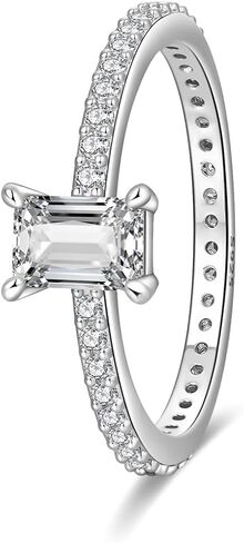 925 Sterling Silver Engagement Rings with Cubic Zirconia Engagement and Promise Eternity Ring for Women Size 7-9 in Saudi Arabia