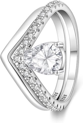 925 Sterling Silver Engagement Rings with Cubic Zirconia Engagement and Promise Eternity Ring for Women Size 7-9 in Saudi Arabia