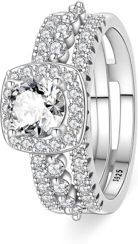 925 Sterling Silver Engagement Rings with Cubic Zirconia Engagement and Promise Eternity Ring for Women Size 7-9 in Saudi Arabia
