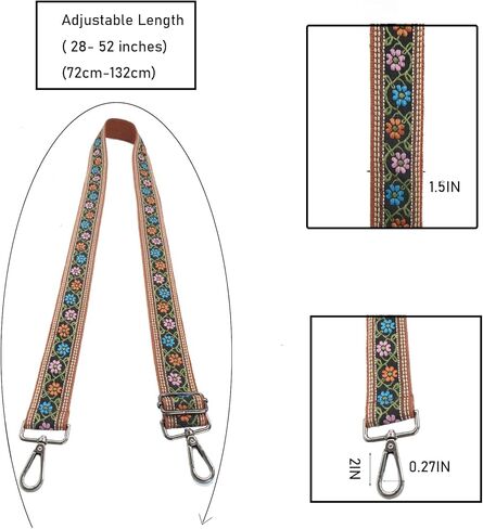 Crossbody Straps for Purses Gold Hardware Purse Strap Wide Shoulder Strap Adjustable Replacement,Retro Jacquard Embroidery for Shoulder Bags in Saudi Arabia