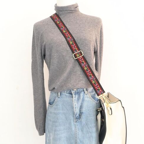 Crossbody Straps for Purses Gold Hardware Purse Strap Wide Shoulder Strap Adjustable Replacement,Retro Jacquard Embroidery for Shoulder Bags in Saudi Arabia