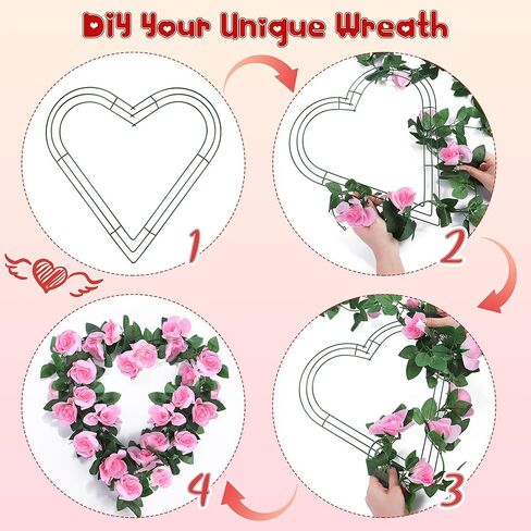 Aodaer 2 Pack 14 Inch Heart Wire Wreaths Frame Heart Metal Wreath Garland Green Wire Flower Wreath for Valentine's Day, Wedding Party, Home Ceremony Decoration in Saudi Arabia