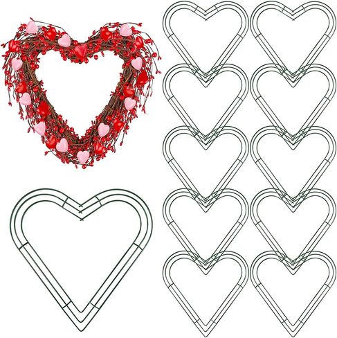 Aodaer 2 Pack 14 Inch Heart Wire Wreaths Frame Heart Metal Wreath Garland Green Wire Flower Wreath for Valentine's Day, Wedding Party, Home Ceremony Decoration in Saudi Arabia