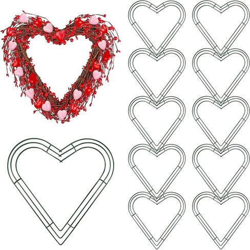 Aodaer 2 Pack 14 Inch Heart Wire Wreaths Frame Heart Metal Wreath Garland Green Wire Flower Wreath for Valentine's Day, Wedding Party, Home Ceremony Decoration in Saudi Arabia