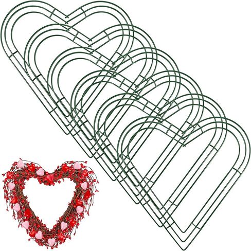 Aodaer 2 Pack 14 Inch Heart Wire Wreaths Frame Heart Metal Wreath Garland Green Wire Flower Wreath for Valentine's Day, Wedding Party, Home Ceremony Decoration in Saudi Arabia