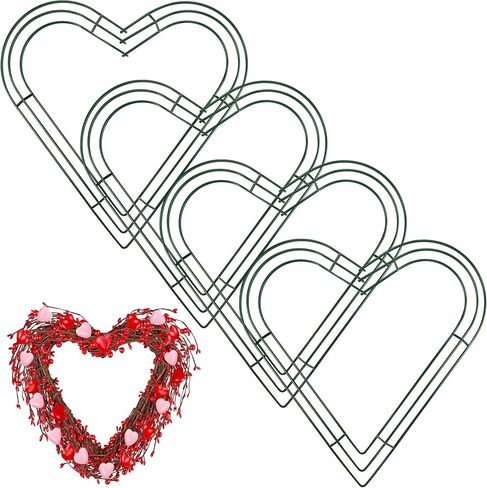 Aodaer 2 Pack 14 Inch Heart Wire Wreaths Frame Heart Metal Wreath Garland Green Wire Flower Wreath for Valentine's Day, Wedding Party, Home Ceremony Decoration in Saudi Arabia