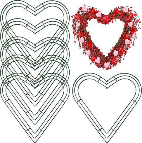 Aodaer 2 Pack 14 Inch Heart Wire Wreaths Frame Heart Metal Wreath Garland Green Wire Flower Wreath for Valentine's Day, Wedding Party, Home Ceremony Decoration in Saudi Arabia