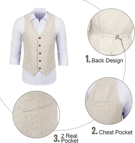 Men Suits Linen Beach Wedding Suits 3 Piece Groomsmen Attire Linen Blazer Vest Pant Prom Tuxedo in Saudi Arabia