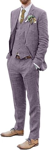 Men Suits Linen Beach Wedding Suits 3 Piece Groomsmen Attire Linen Blazer Vest Pant Prom Tuxedo in Saudi Arabia