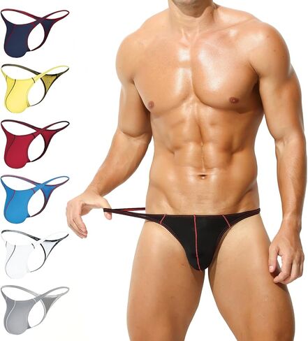 KAREN SPACE Men's Thong Underwear Sexy Mens Underwear Ice Silk Fabric Bikini G-String Thongs in Saudi Arabia