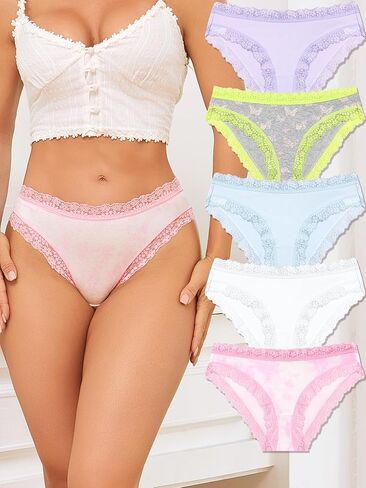 Womens Underwear Cotton Soft Breathable Brief Ladies Panties Hipster 5 Pack in Saudi Arabia