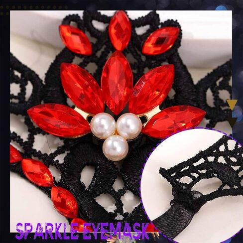 Yalice Black Masquerade Lace Masks Women Eye Mask Sparkle Beaded Venetian Costume Accessories for Halloween Party in Kuwait