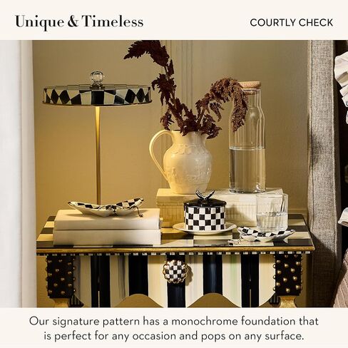 MACKENZIE-CHILDS Set of 2 Ceramic Trinket Dishes, Decorative Bowls and Jewelry Holders, Black-and-White Courtly Butterfly in Saudi Arabia