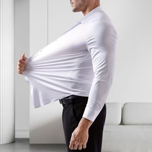 Men's Long Sleeve Solid Color Shirt in Seamless High Elasticity Fabric in Saudi Arabia