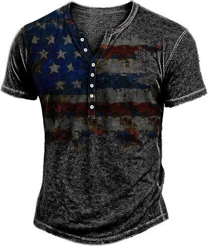 Mens Henley Shirts Retro Short Sleeve Tee V Neck Shirts Casual Button Down T-Shirts for Men S~2XL in Saudi Arabia