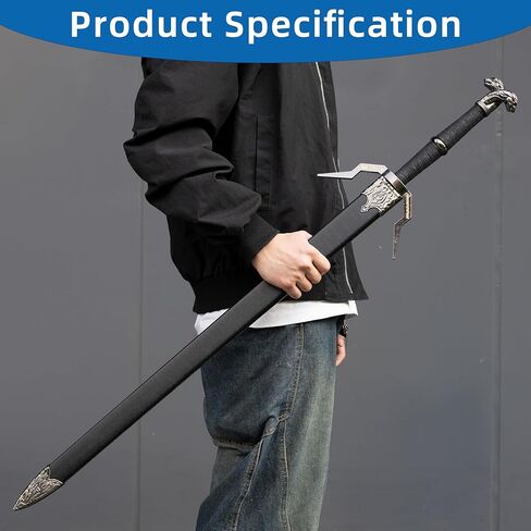 Two Handed Sword 41.7 Inch Stainless Steel, Double Beaster Fantasy LARP & Cosplay Sword with Scabbard for Collectors in Saudi Arabia