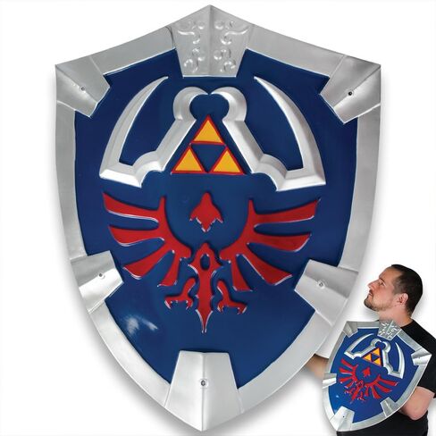 Legend of Zelda Shield Replica | Inspired from Iconic Anime Video Game Series | Shield of Link | Includes Wall Mount Material for Display | Durable Construction | Overall Height 21" Multi in Saudi Arabia