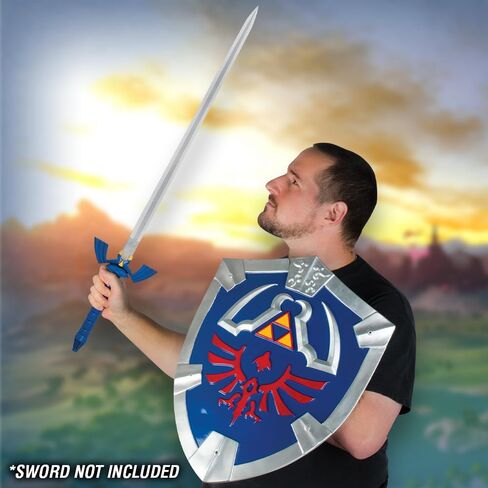 Legend of Zelda Shield Replica | Inspired from Iconic Anime Video Game Series | Shield of Link | Includes Wall Mount Material for Display | Durable Construction | Overall Height 21" Multi in Saudi Arabia