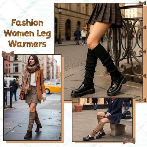 6 قطع لتدفئة الساق، تدفئة الساق محبوكة ملونة للنساء، جوارب طويلة محبوكة مضلعة للفتيات والنساء، إكسسوارات الموضة، إكسسوارات اليوغا، الرياضة، نمط الكلية، نمط الباليه in Kuwait