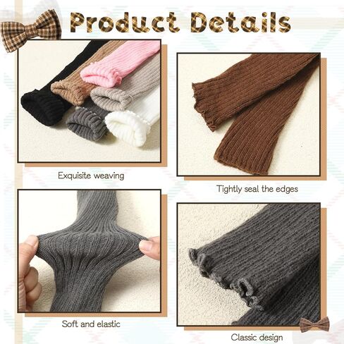 6 قطع لتدفئة الساق، تدفئة الساق محبوكة ملونة للنساء، جوارب طويلة محبوكة مضلعة للفتيات والنساء، إكسسوارات الموضة، إكسسوارات اليوغا، الرياضة، نمط الكلية، نمط الباليه in Kuwait
