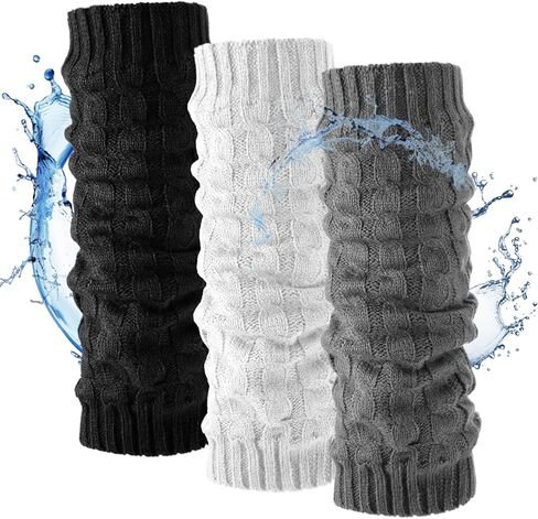 Geyoga 3 Pairs Waterproof Windproof Leg Warmer Knee Protector Knit Winter Long Leg Sleeve for Women Ballet Ice Skating Dance Birthday Christmas Winter Gift in Saudi Arabia