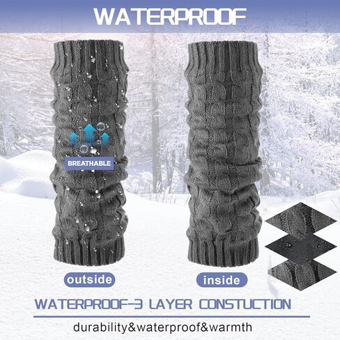 Geyoga 3 Pairs Waterproof Windproof Leg Warmer Knee Protector Knit Winter Long Leg Sleeve for Women Ballet Ice Skating Dance Birthday Christmas Winter Gift in Saudi Arabia