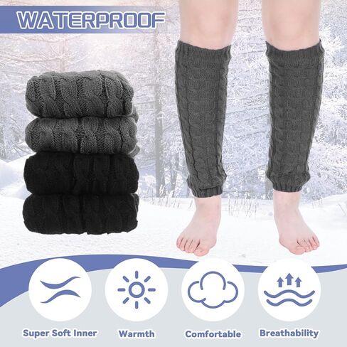 Geyoga 3 Pairs Waterproof Windproof Leg Warmer Knee Protector Knit Winter Long Leg Sleeve for Women Ballet Ice Skating Dance Birthday Christmas Winter Gift in Saudi Arabia