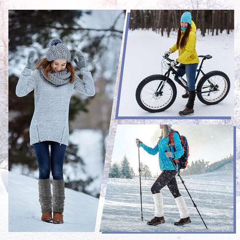 Geyoga 3 Pairs Waterproof Windproof Leg Warmer Knee Protector Knit Winter Long Leg Sleeve for Women Ballet Ice Skating Dance Birthday Christmas Winter Gift in Saudi Arabia