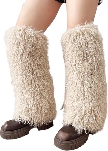 SWEETHEART BEAUTY Large & Fluffy Shag Faux Mongolian Fur Leg Warmers in Saudi Arabia