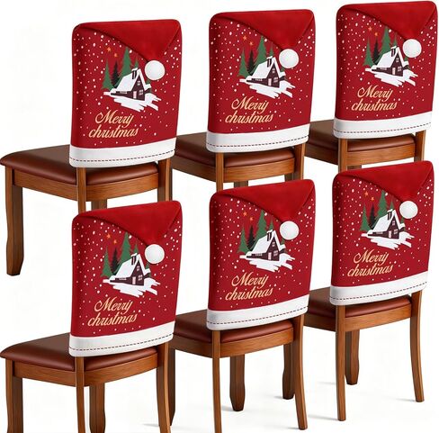 homyfort Christmas Chair Covers Set of 6 - Removable Washable Chair Back Covers for Dining Chairs, Holiday Party Decor for Families & Hosts in Saudi Arabia