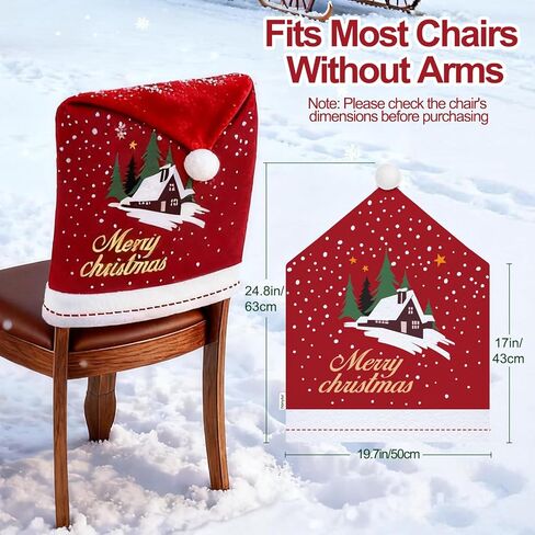 homyfort Christmas Chair Covers Set of 6 - Removable Washable Chair Back Covers for Dining Chairs, Holiday Party Decor for Families & Hosts in Saudi Arabia