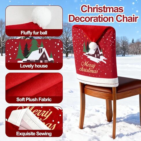 homyfort Christmas Chair Covers Set of 6 - Removable Washable Chair Back Covers for Dining Chairs, Holiday Party Decor for Families & Hosts in Saudi Arabia