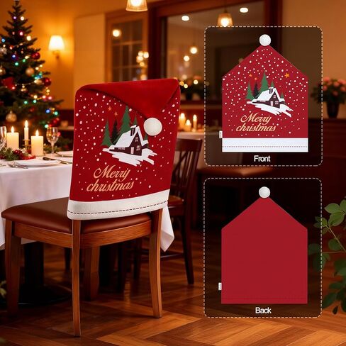 homyfort Christmas Chair Covers Set of 6 - Removable Washable Chair Back Covers for Dining Chairs, Holiday Party Decor for Families & Hosts in Saudi Arabia