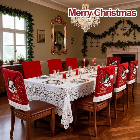 homyfort Christmas Chair Covers Set of 6 - Removable Washable Chair Back Covers for Dining Chairs, Holiday Party Decor for Families & Hosts in Saudi Arabia