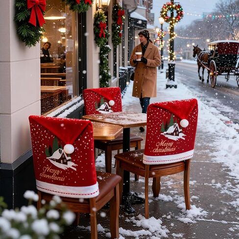 homyfort Christmas Chair Covers Set of 6 - Removable Washable Chair Back Covers for Dining Chairs, Holiday Party Decor for Families & Hosts in Saudi Arabia