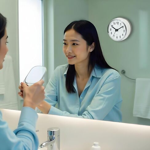 Pack of 2 Silent Waterproof Bathroom Clock with Suction Cup - Compact Battery Operated Clock for Shower, Kitchen, Desk, or Bedroom Use (White) in Saudi Arabia