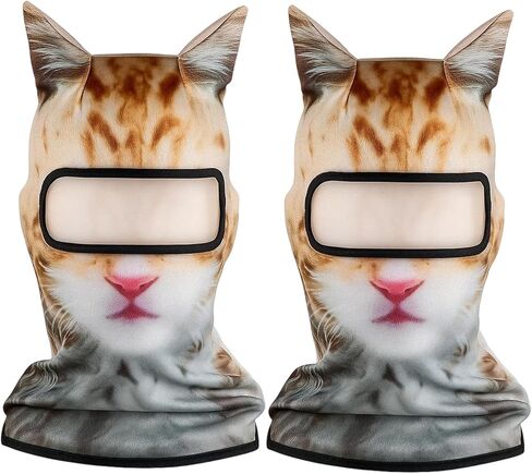 قطعتان من قناع تزلج القطط، قناع تزلج مضحك مع أذنين، قناع شيستي للمهرجانات الموسيقية، والأنشطة الخارجية، وحفلات الهالوين أصفر in Kuwait