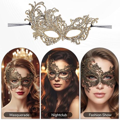 Lace Masquerade Mask, 3 PCS Mysterious Fun Lace Eye Mask Costume Adult Black Maskerade Masks for Women Men Couples for Christmas Costume Gifts Party Prom Ball Mardi Gras Party in Saudi Arabia