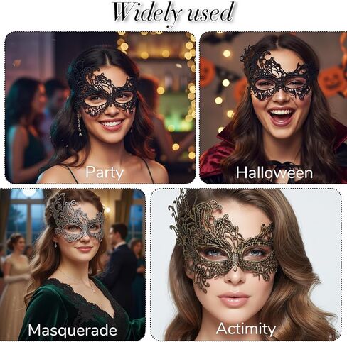 Lace Masquerade Mask, 3 PCS Mysterious Fun Lace Eye Mask Costume Adult Black Maskerade Masks for Women Men Couples for Christmas Costume Gifts Party Prom Ball Mardi Gras Party in Saudi Arabia