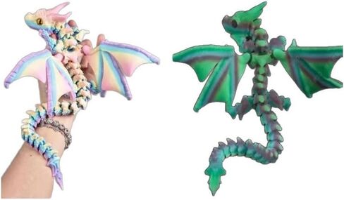 11.8 Inch 3D Printed Luminous-Rainbow Dragon with Wings Collectible Figurine for Home Office Executive Desk Decor in Saudi Arabia