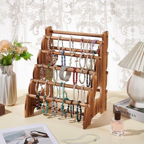 UNICRAFTALE 8 Layers Wooden Bracelet Holder Antique Brown Jewelry Bracelet Organizer Display Stands 32x26x40cm Portable Organizers Scrunchies for Home Craft Shows Store in Saudi Arabia