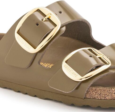 صنادل Arizona Big Buckle للسيدات من Birkenstock، لون أخضر طيني عالي اللمعان، مقاس 11 متوسط ​​أمريكي in Kuwait