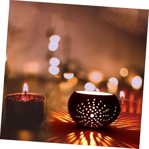 Hollow Pattern Coconut Shell Candle Bowl Decorative Jar for Candle Storage with Delicate Hollow Ornament Design for Home Aromatherapy in Saudi Arabia