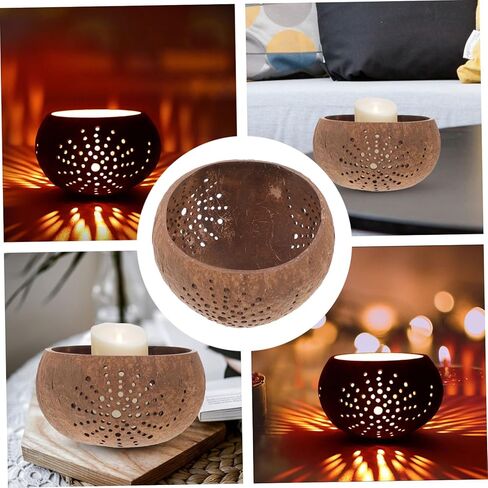 Hollow Pattern Coconut Shell Candle Bowl Decorative Jar for Candle Storage with Delicate Hollow Ornament Design for Home Aromatherapy in Saudi Arabia