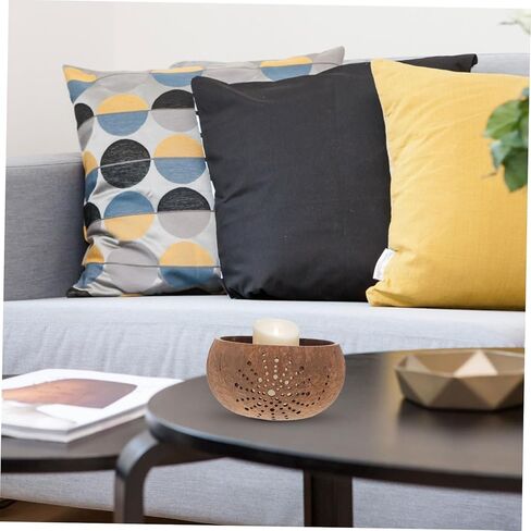 Hollow Pattern Coconut Shell Candle Bowl Decorative Jar for Candle Storage with Delicate Hollow Ornament Design for Home Aromatherapy in Saudi Arabia