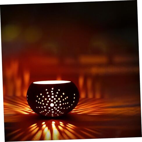 Hollow Pattern Coconut Shell Candle Bowl Decorative Jar for Candle Storage with Delicate Hollow Ornament Design for Home Aromatherapy in Saudi Arabia