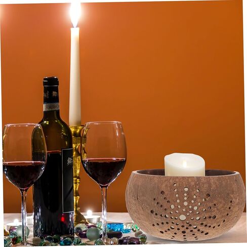 Hollow Pattern Coconut Shell Candle Bowl Decorative Jar for Candle Storage with Delicate Hollow Ornament Design for Home Aromatherapy in Saudi Arabia