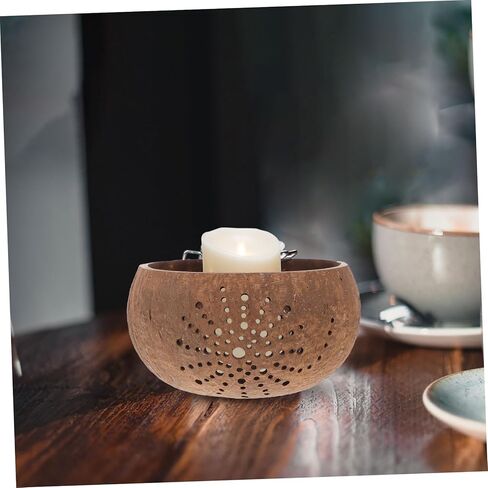 Hollow Pattern Coconut Shell Candle Bowl Decorative Jar for Candle Storage with Delicate Hollow Ornament Design for Home Aromatherapy in Saudi Arabia