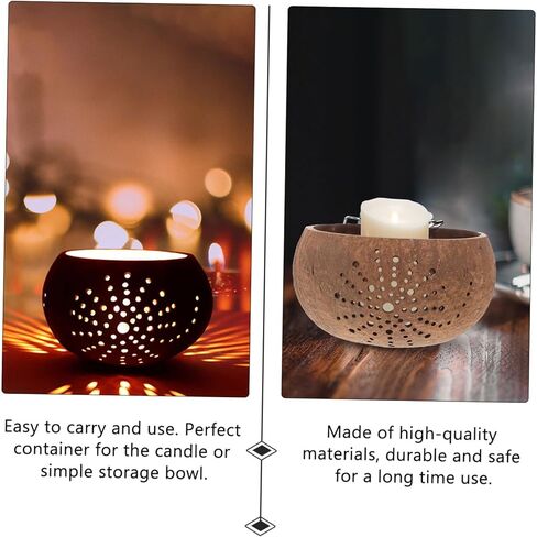 Hollow Pattern Coconut Shell Candle Bowl Decorative Jar for Candle Storage with Delicate Hollow Ornament Design for Home Aromatherapy in Saudi Arabia
